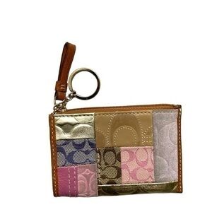 Coach rare vintage y2k patchwork keyring mini coin purse card holder